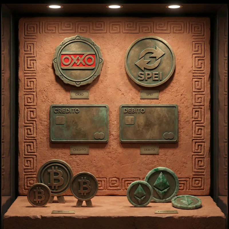 Métodos de pago OXXO SPEI tarjetas y criptomonedas en Royal Yak México