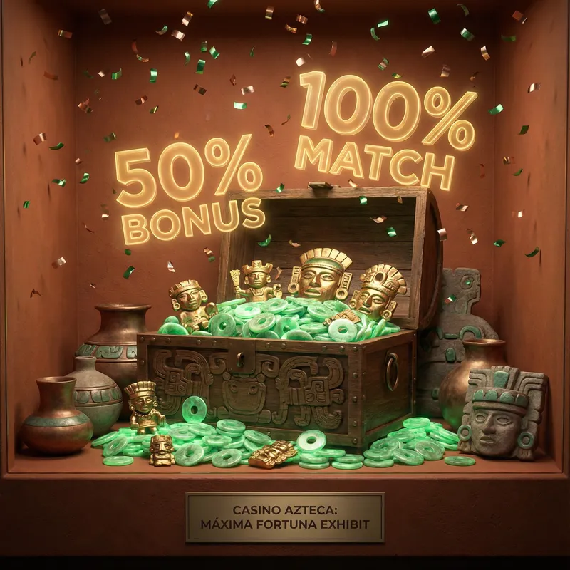 Cofre del tesoro azteca con bonos y promociones de Royal Yak México